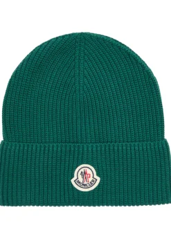 Logo ribbed cotton beanie