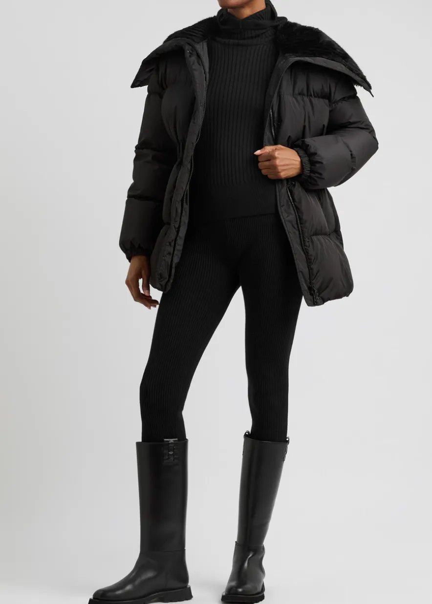 Logo ribbed-knit leggings