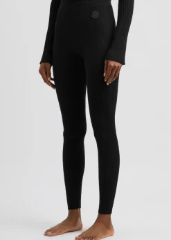 Logo ribbed-knit leggings