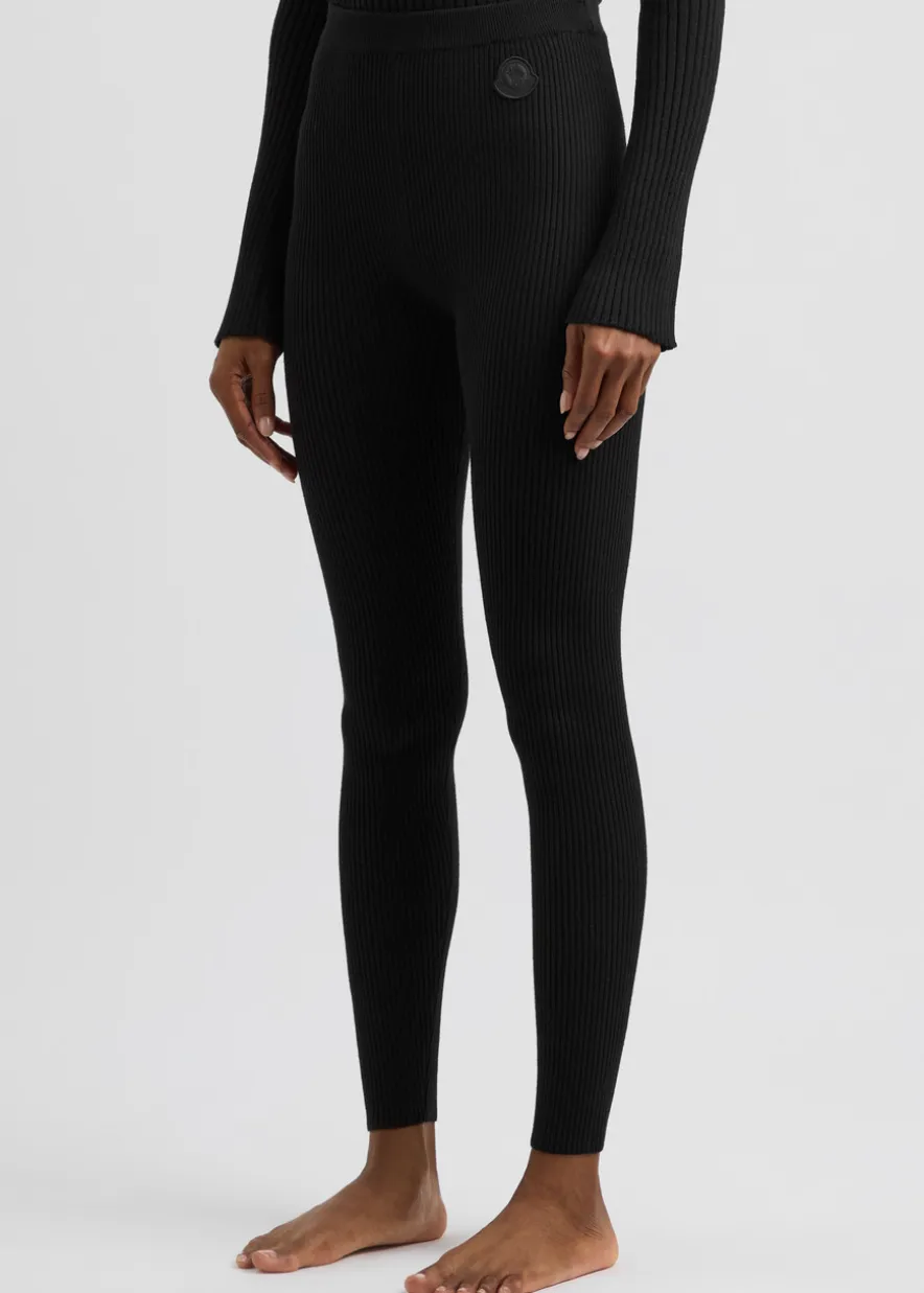Logo ribbed-knit leggings