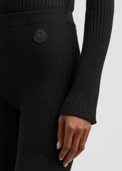 Logo ribbed-knit leggings