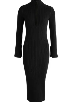 Logo ribbed-knit midi dress
