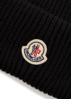 Logo ribbed wool and cashmere-blend beanie