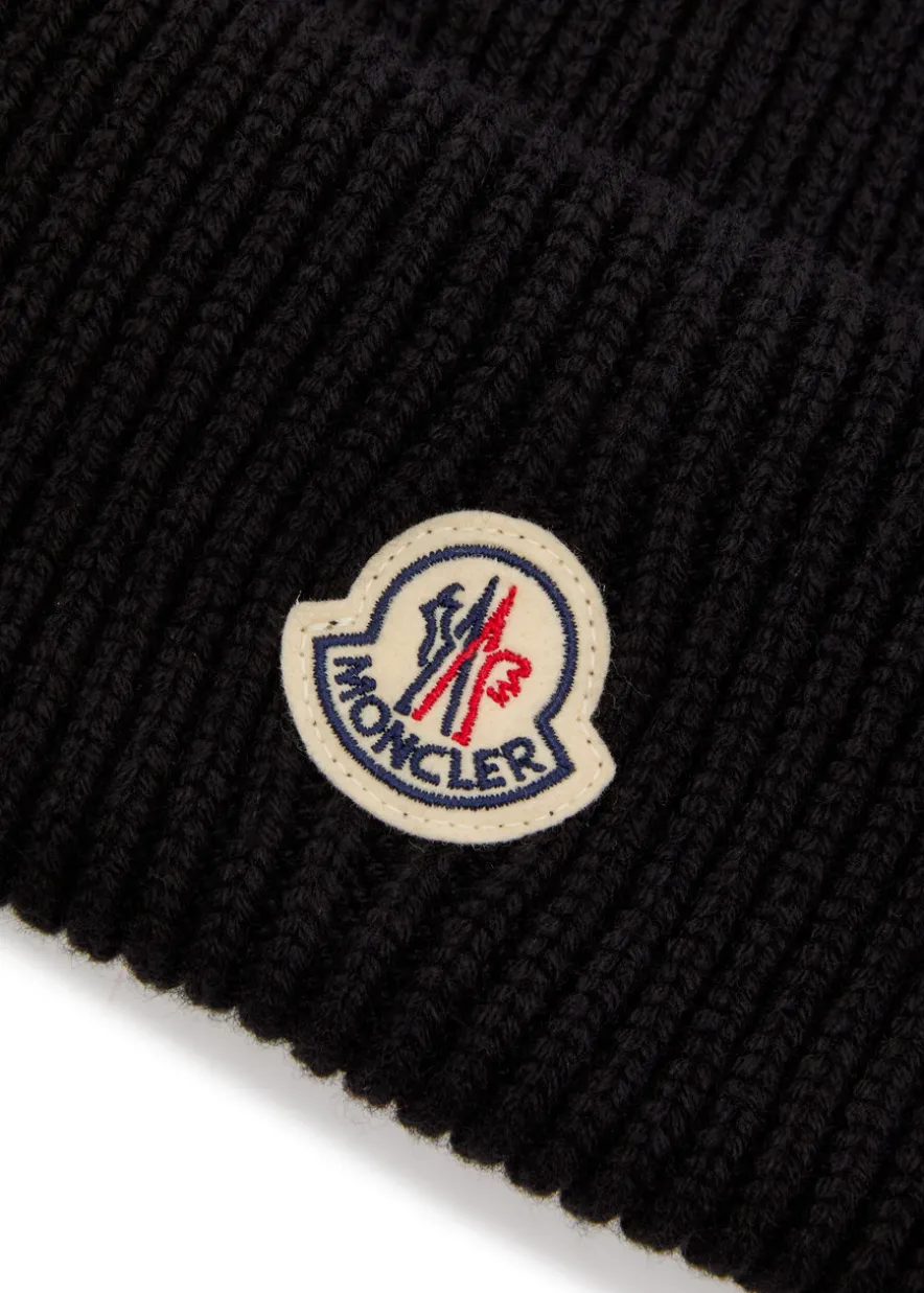 Logo ribbed wool and cashmere-blend beanie