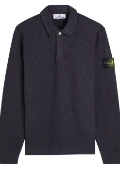 Logo slubbed cotton polo sweatshirt