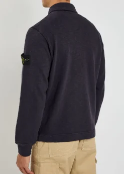 Logo slubbed cotton polo sweatshirt