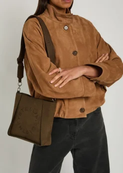 Logo square grained faux leather cross-body bag