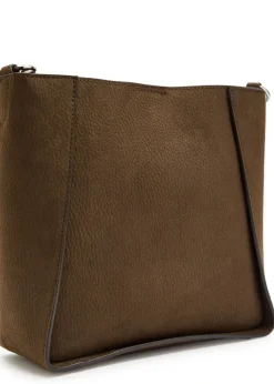 Logo square grained faux leather cross-body bag