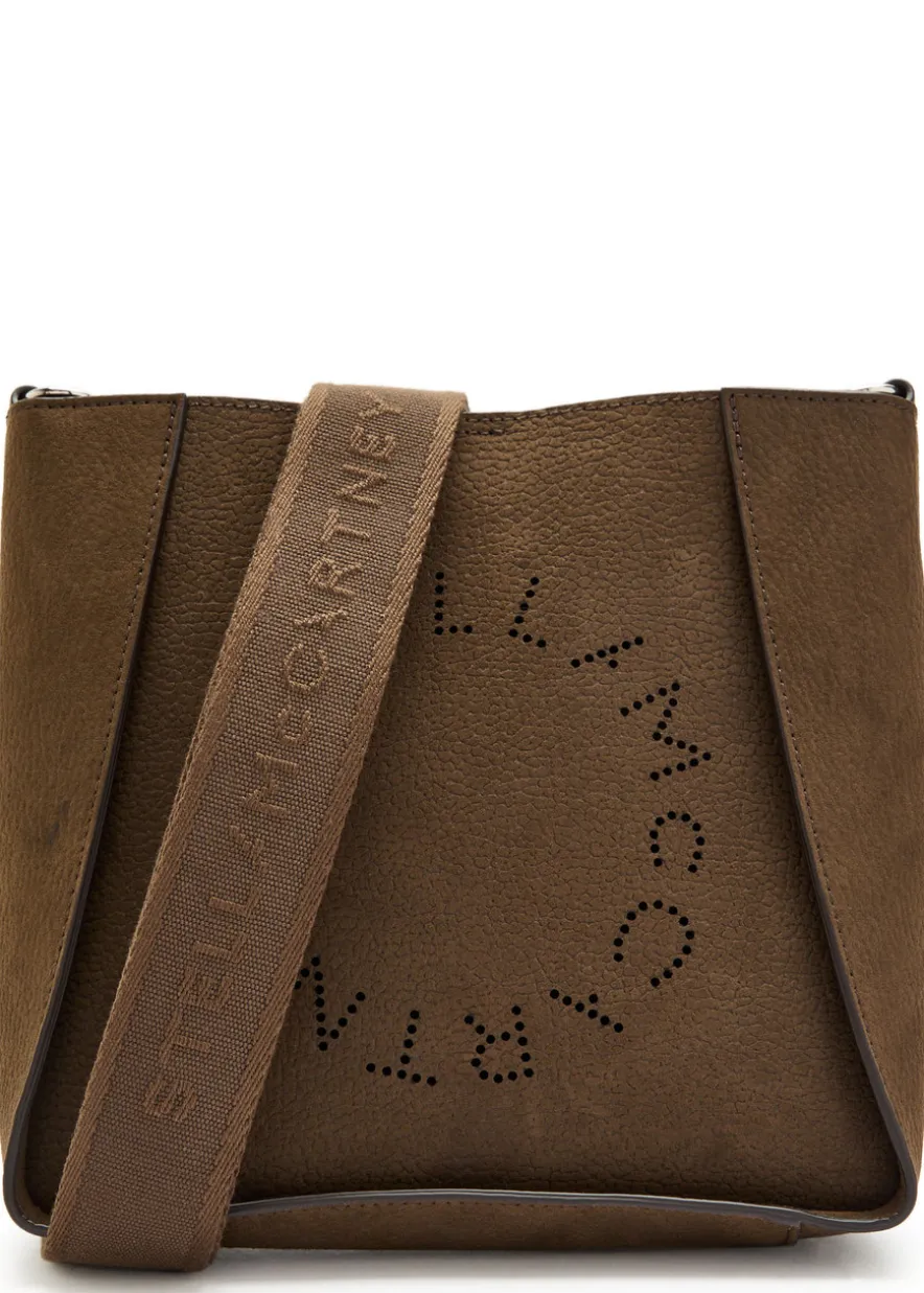 Logo square grained faux leather cross-body bag