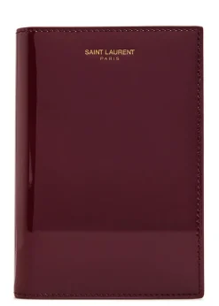 Logo-stamped patent leather passport holder