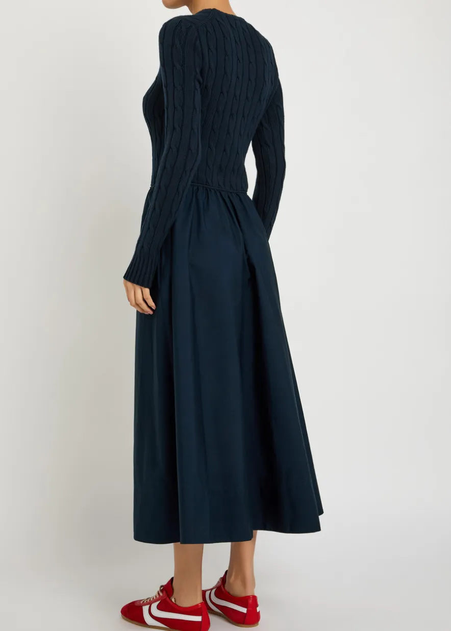 Logo stretch-cotton midi-dress
