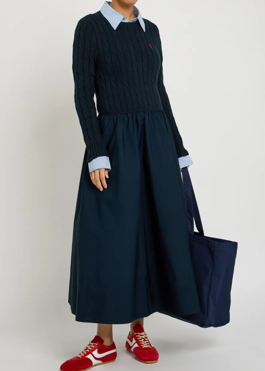 Logo stretch-cotton midi-dress