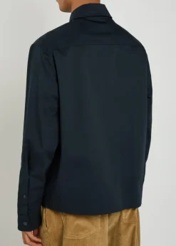 Logo stretch-cotton overshirt