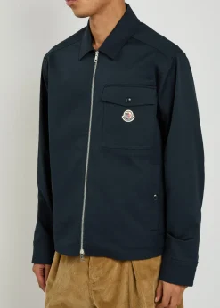 Logo stretch-cotton overshirt