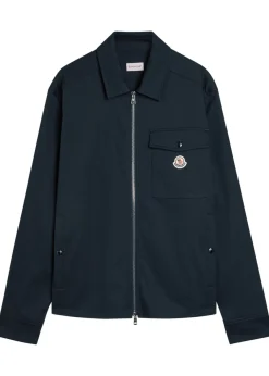 Logo stretch-cotton overshirt