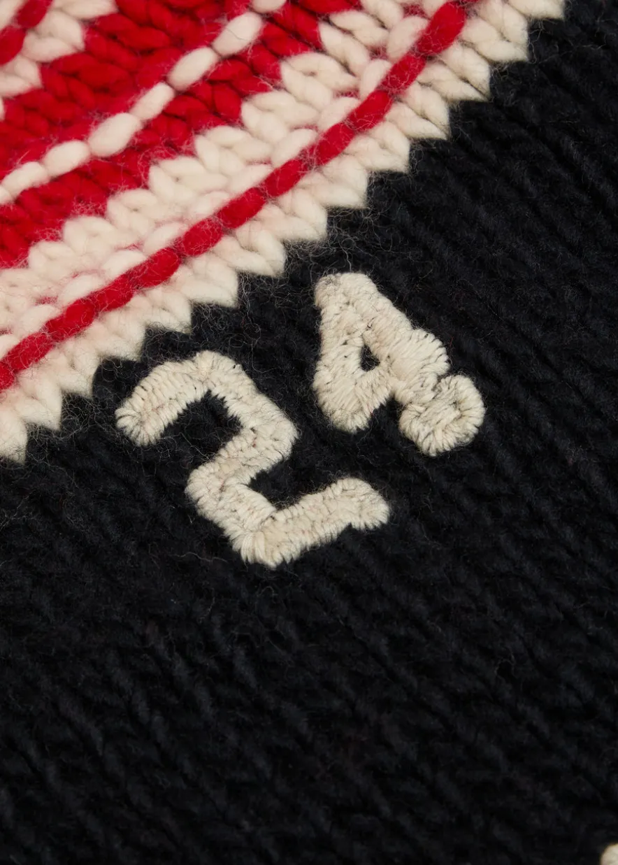 Logo striped-intarsia wool jumper