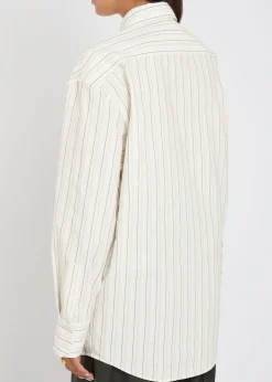 Logo stripe-embroidered cotton shirt