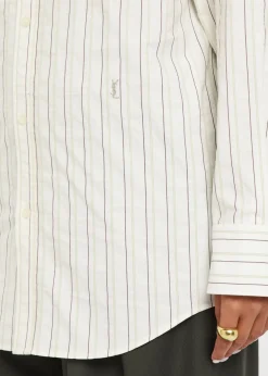 Logo stripe-embroidered cotton shirt