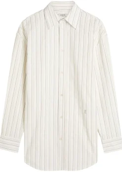 Logo stripe-embroidered cotton shirt