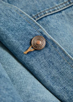 Logo washed denim barn jacket