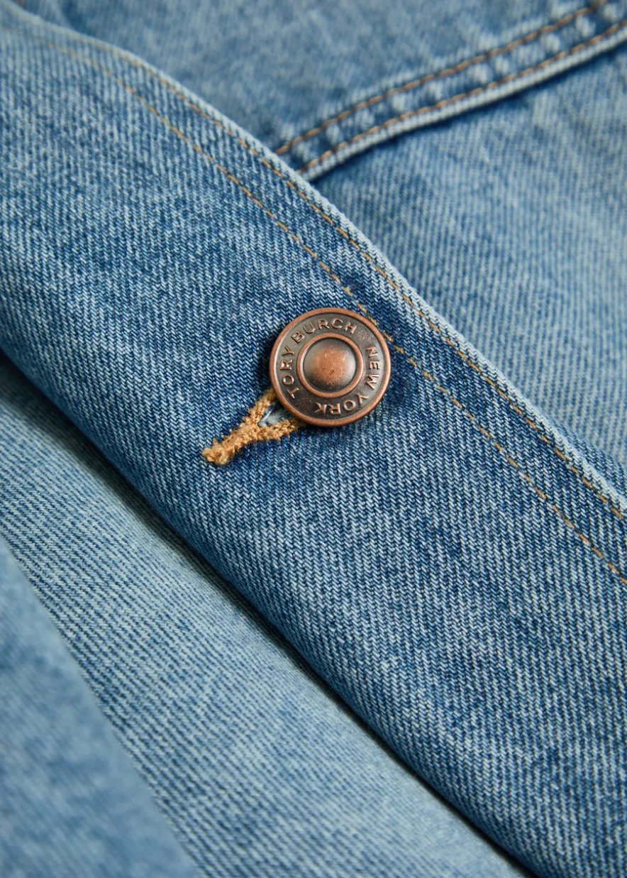 Logo washed denim barn jacket