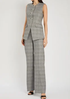 Lois checked linen-blend vest