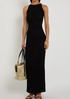 Lola open-knit cotton maxi dress