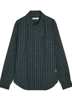 London logo checked stretch-linen shirt