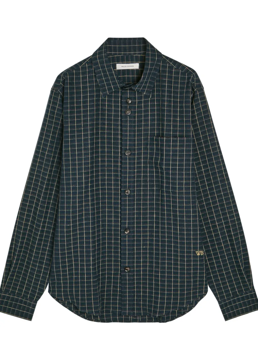 London logo checked stretch-linen shirt