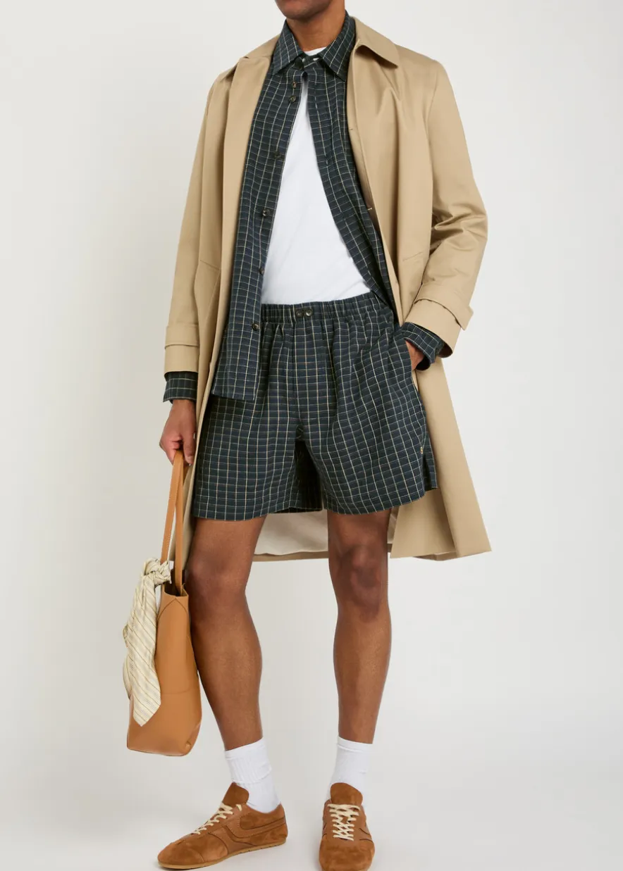 London logo checked stretch-linen shirt