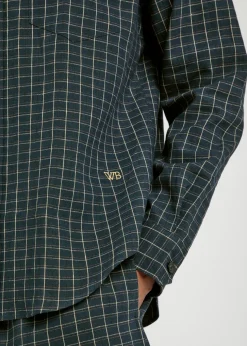 London logo checked stretch-linen shirt