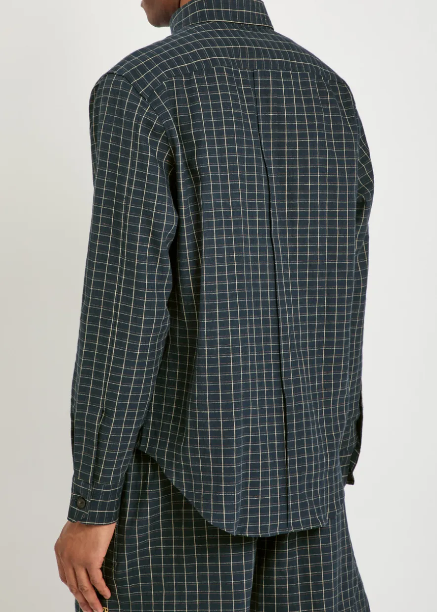 London logo checked stretch-linen shirt