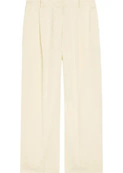 Loose pleated wide-leg wool trousers