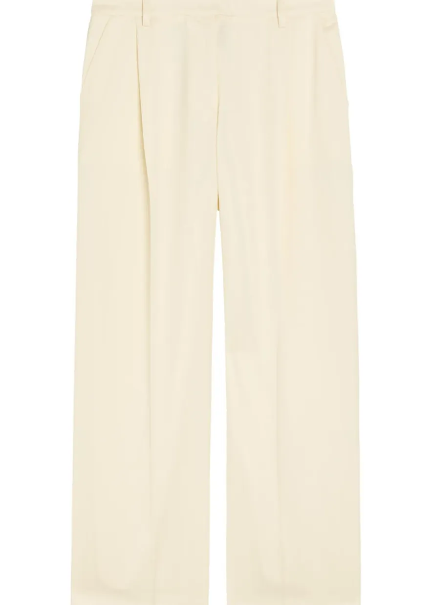 Loose pleated wide-leg wool trousers
