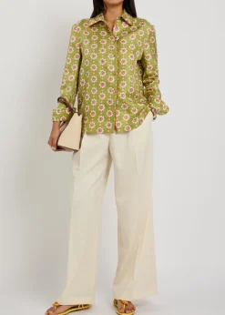 Loose pleated wide-leg wool trousers