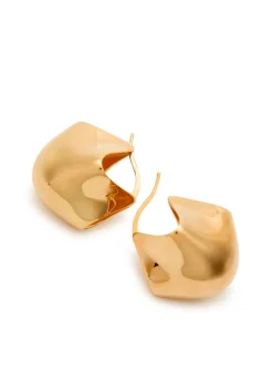 Lotus medium 18kt gold-plated earrings