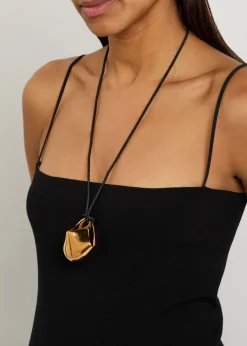 Lotus medium 19kt gold-plated pendant necklace