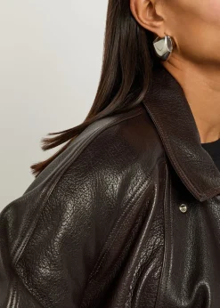 Lotus medium palladium-plated earrings