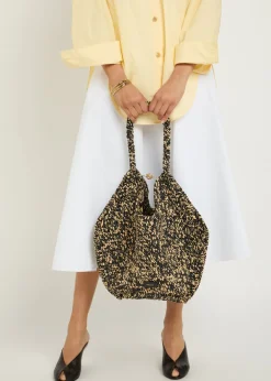 Lotus medium raffia tote bag