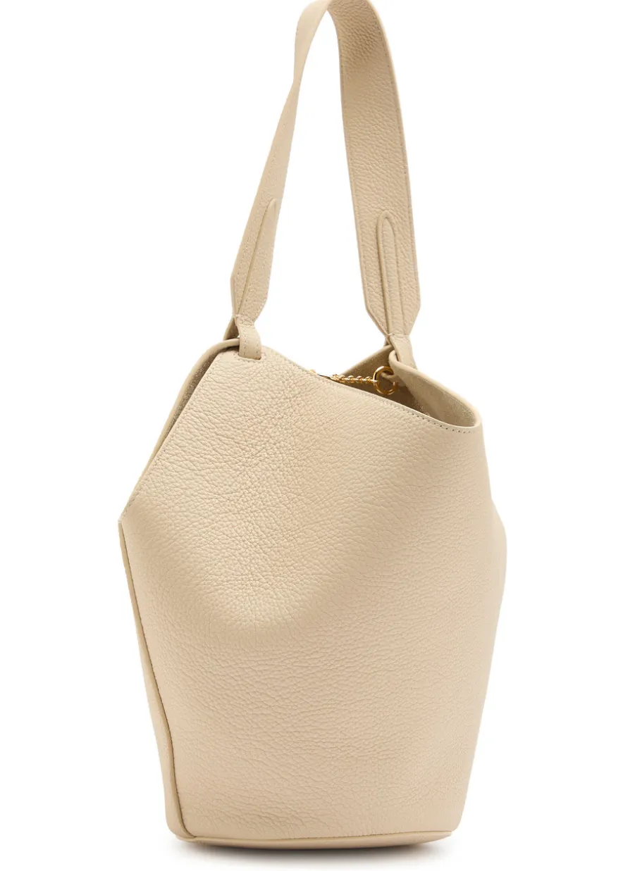 Lotus mini grained leather tote bag