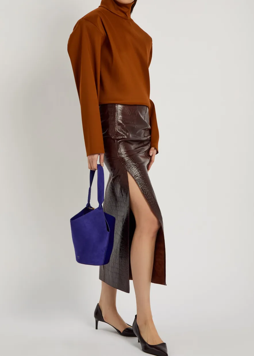 Lotus mini suede tote bag