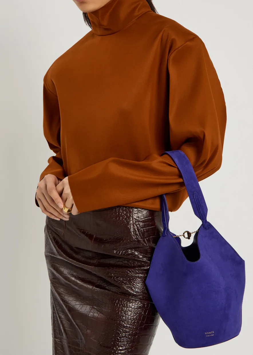 Lotus mini suede tote bag