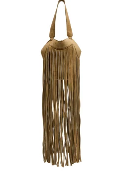 Lotus nano fringed suede tote
