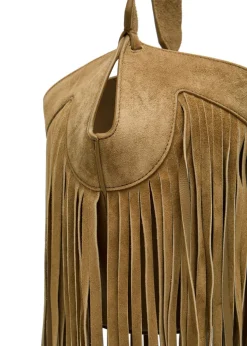 Lotus nano fringed suede tote