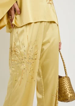 Louis embellished stretch-silk trousers