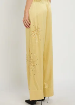 Louis embellished stretch-silk trousers