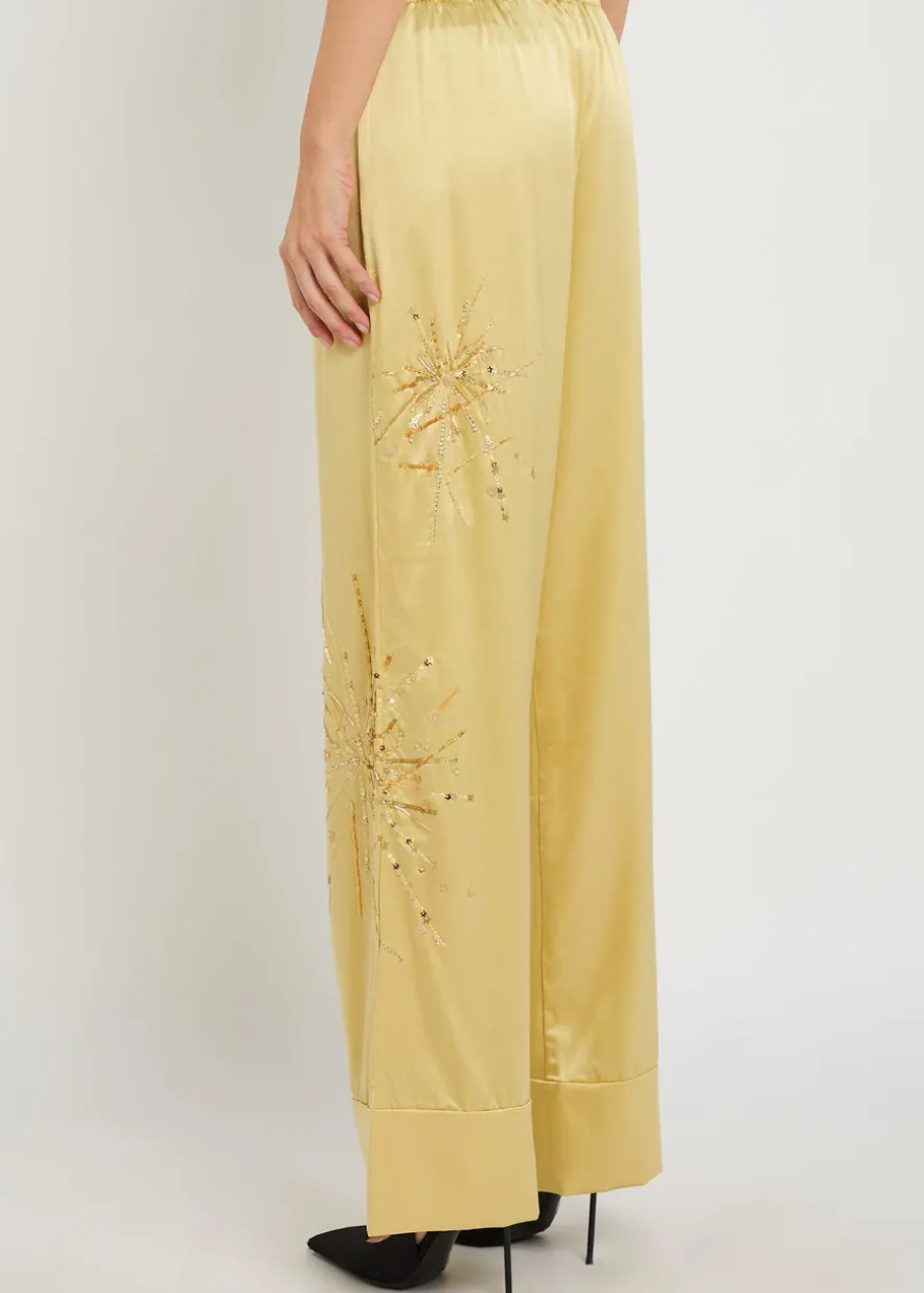 Louis embellished stretch-silk trousers