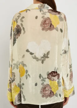 Louis floral-print velour blouse