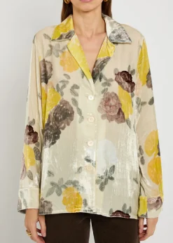 Louis floral-print velour blouse