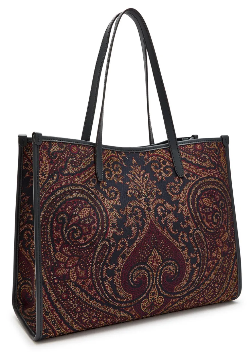 Lovetrotter large paisley-jacquard leather tote